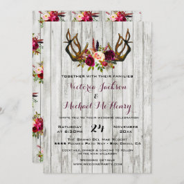 Rustic Boho Wedding Invitation met hertengeweien Kaart