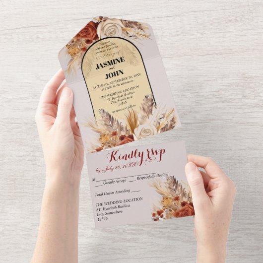 Rustic Boho Wedding Kaart (Afscheurbaar)