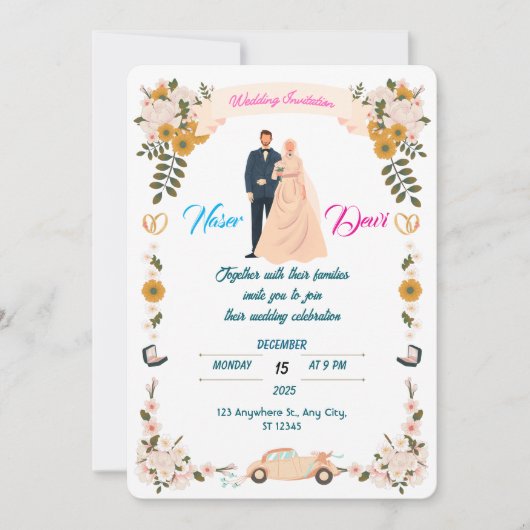 Rustic Boho Wedding Nodig Sjabloon uit Kaart (Voorkant)