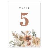 Rustic Boho Wedding Table Number Kaart (Achterkant)