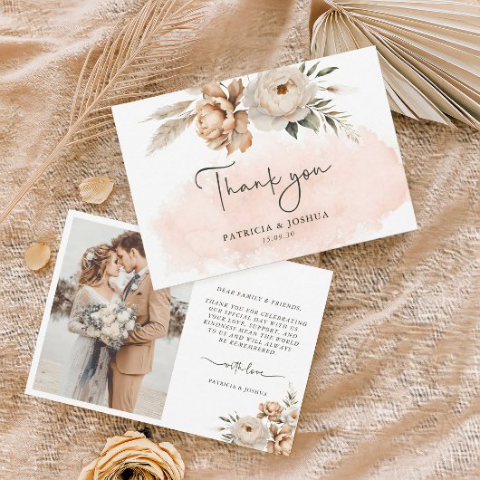 Rustic Boho Wedding Thank You Card Bedankkaart