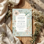 Rustic Boho Whimsical Blush QR Code Wedding Kaart