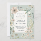 Rustic Boho Whimsical Blush QR Code Wedding Kaart (Voorkant)
