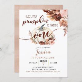 Rustic Boho White Pumpkin eerste verjaardag Kaart