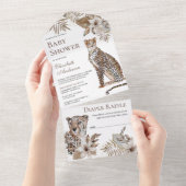 Rustic Boho Wild Safari Leopard Baby shower All In One Uitnodiging (Afscheurbaar)