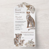 Rustic Boho Wild Safari Leopard Baby shower All In One Uitnodiging (Binnen)
