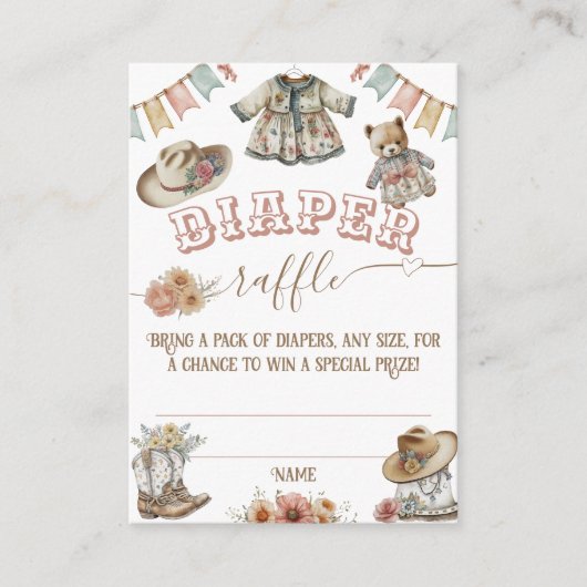 Rustic Boho Wild West Baby Girl Shower Informatiekaartje (Voorkant)
