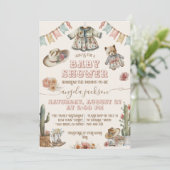Rustic Boho Wild West Baby Girl Shower Kaart (Staand voorkant)
