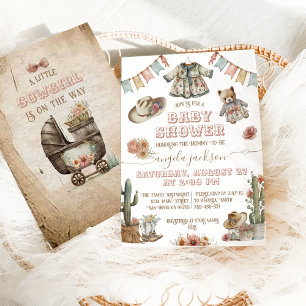 Rustic Boho Wild West Baby Girl Shower Kaart
