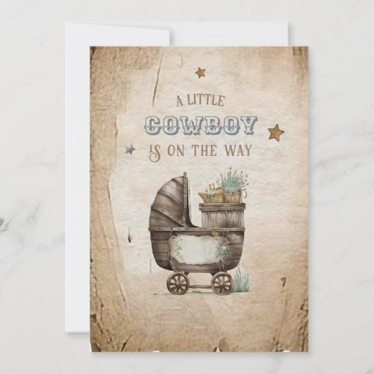 Rustic Boho Wild West Boy Baby shower Kaart (Achterkant)