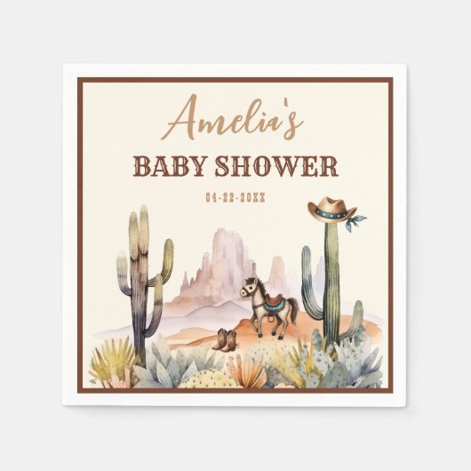 Rustic Boho Wild West Boy Baby shower Servet (Voorkant)