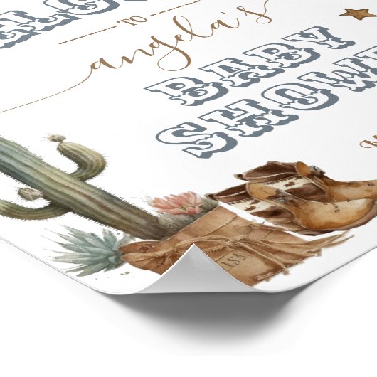 Rustic Boho Wild West Boy Baby shower welkom Poster (Hoek)