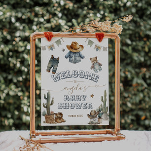 Rustic Boho Wild West Boy Baby shower welkom Poster