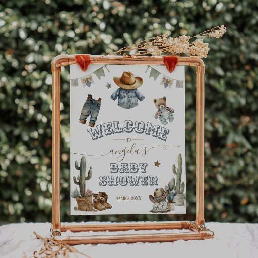 Rustic Boho Wild West Boy Baby shower welkom Poster