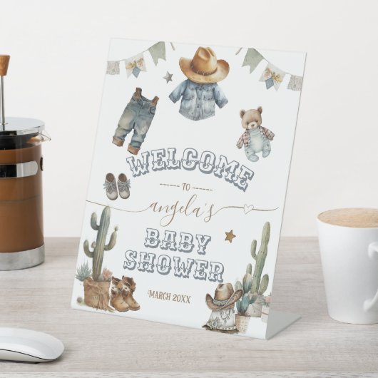 Rustic Boho Wild West Boy Baby shower welkom Reclamebord Met Voetstuk (Insitu)