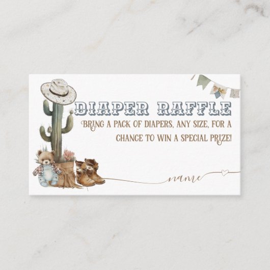 Rustic Boho Wild West Boy Shower diaper raffle Informatiekaartje (Voorkant)