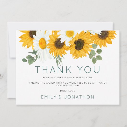 Rustic Boho Wildbloemen Zonnebloemen Foto bedankt (Voorkant)