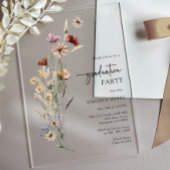 Rustic Boho Wildflower Afstuderen Acryl Uitnodigingen