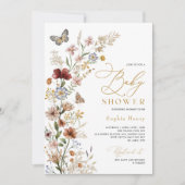 Rustic Boho Wildflower Baby shower Kaart (Voorkant)