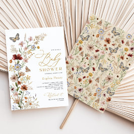 Rustic Boho Wildflower Baby shower Kaart