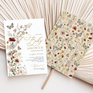 Rustic Boho Wildflower Baby shower Kaart