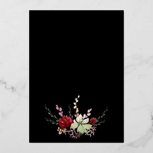 Rustic Boho Wildflower Elegant Black Vrijgezellenf Folie Uitnodiging (Achterkant)