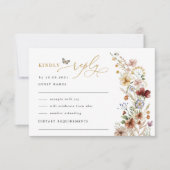Rustic Boho Wildflower Floral Garden Wedding RSVP Kaart (Voorkant)