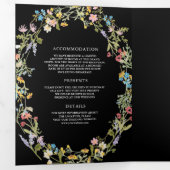 Rustic Boho Wildflower Foto QR Code Black Weddensc Drieluik Uitnodiging (Binnenzijde eerst)