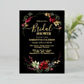 Rustic Boho Wildflower Modern Black Vrijgezellenfe Folie Uitnodiging (Staand Voorkant)