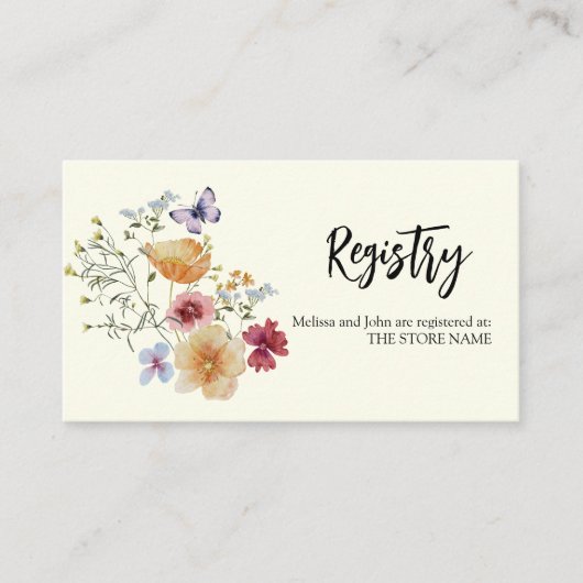 Rustic Boho Wildflower Registry Informatiekaartje (Voorkant)
