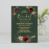 Rustic Boho Wildflower Royal Green Vrijgezellenfee Folie Uitnodiging (Staand Voorkant)