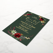 Rustic Boho Wildflower Royal Green Vrijgezellenfee Folie Uitnodiging (Gedraaid)