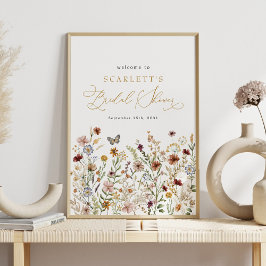 Rustic Boho Wildflower Vrijgezellenfeest Welkom Poster