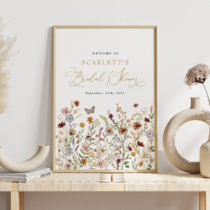 Rustic Boho Wildflower Vrijgezellenfeest Welkom Poster