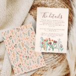 Rustic Boho Wildflower Wedding Details Informatiekaartje<br><div class="desc">Deze elegante en moderne trouwbehuizingskaart is voorzien van grillige wildflower-illustraties, met een bijpassend bloemenpatroon op de achterkant dat een natuurlijke, buitenlijke charme oproept. Gebruik dit ontwerp om extra details toe te voegen, samen met uw huwelijksuitnodiging. Het neutrale palet van dit ontwerp maakt het een ideale keuze voor zomerbruiloften, boho-bruiloften, rustieke...</div>
