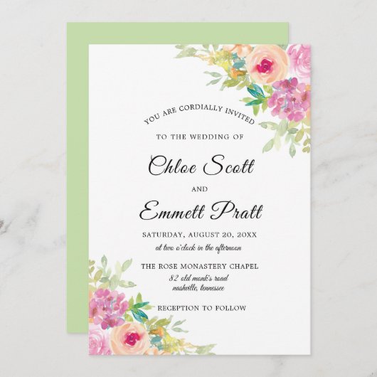 Rustic Boho Wildflower Wedding Kaart (Voorkant / Achterkant)