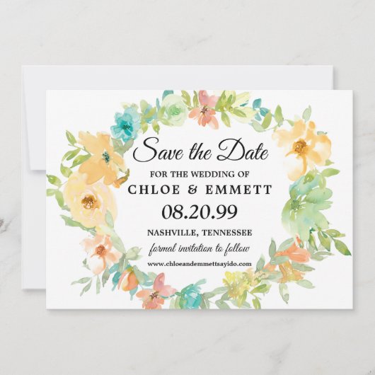 Rustic Boho Wildflower Wedding Save the Date (Voorkant)