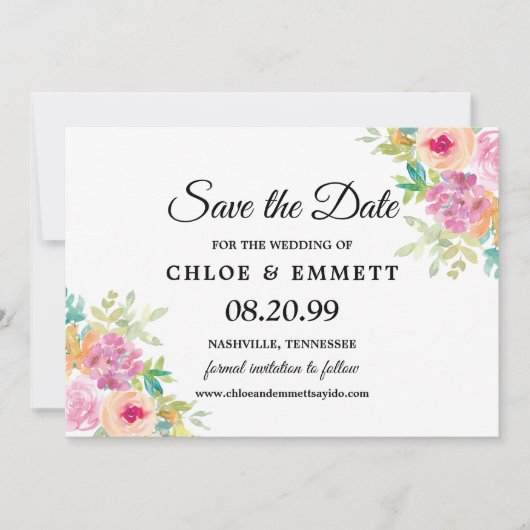 Rustic Boho Wildflower Wedding Save the Date (Voorkant)