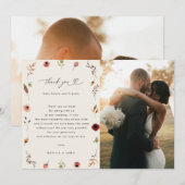 Rustic Boho Wildflowers Herfst 2 foto bruiloft Bedankkaart (Voorkant / Achterkant)