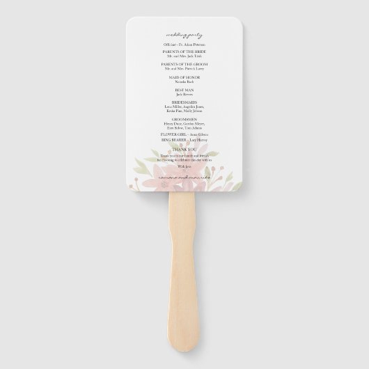 Rustic Boho Wildflowers Waterverf Programma Handwaaier (Achterkant)