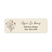 Rustic Boho Wildflowers Wedding Retouradres Etiket (Voorkant)