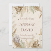 Rustic Boho Winter Save the Date with Pampas Grass Kaart (Voorkant)