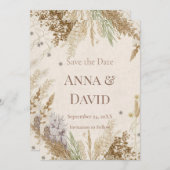 Rustic Boho Winter Save the Date with Pampas Grass Kaart (Voorkant / Achterkant)