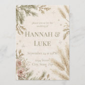 Rustic Boho Winter Wedding Invitation with Snow Kaart (Voorkant)