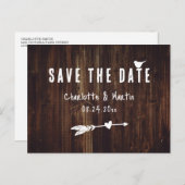 Rustic Boho Wood Heart Wedding Save the Date Briefkaart (Voorkant / Achterkant)