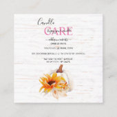 Rustic Boho Wood Waterverf Sunflower Candle Care Vierkante Visitekaartje (Achterkant)