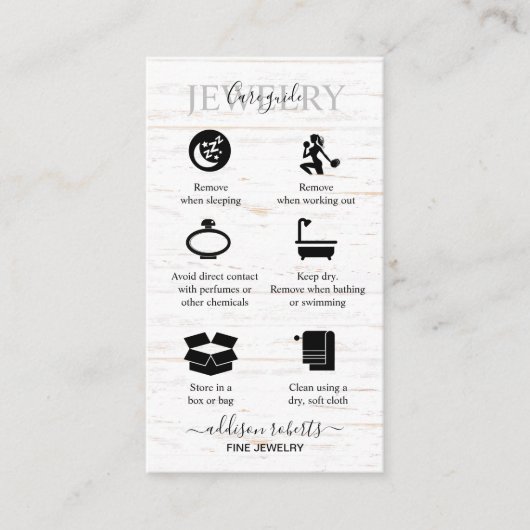 Rustic Boho Wood Waterverf Sunflower Jewelry Care Visitekaartje (Voorkant)