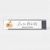 Rustic Boho Wood Waterverf Sunflower Pumpkin Bureau Naambordje (Voorkant)