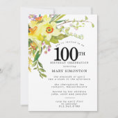 Rustic Boho Yellow Daffodil 100th Birthday Kaart (Voorkant)