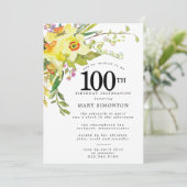 Rustic Boho Yellow Daffodil 100th Birthday Kaart (Staand voorkant)